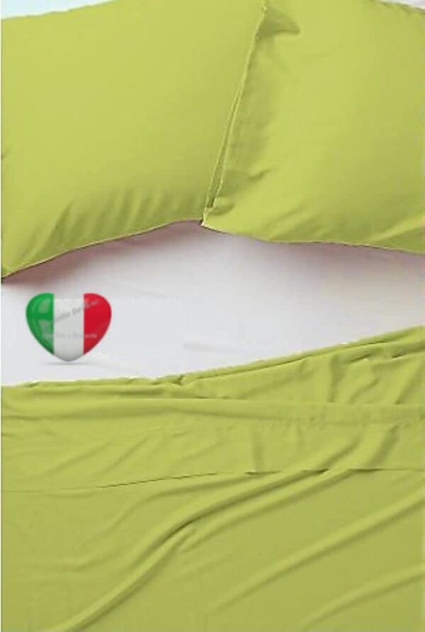 Lenzuolo Sopra Teso Senza angoli o federe 100% Cotone Tinta Unita 6 Misure Made in Italy (Matrimoniale Maxi 270x300,