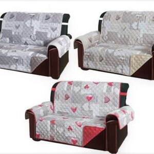 Copridivano Trapuntato Cuori Shabby Reversibile Morbida Microfibra