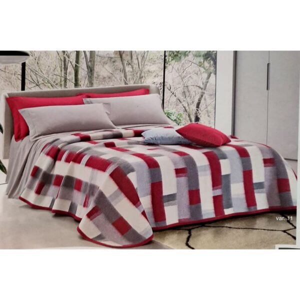 Coperta 50% Lana Calda Dis. Tetrix Singolo Piazza e Mezza Matrimoniale Maxi