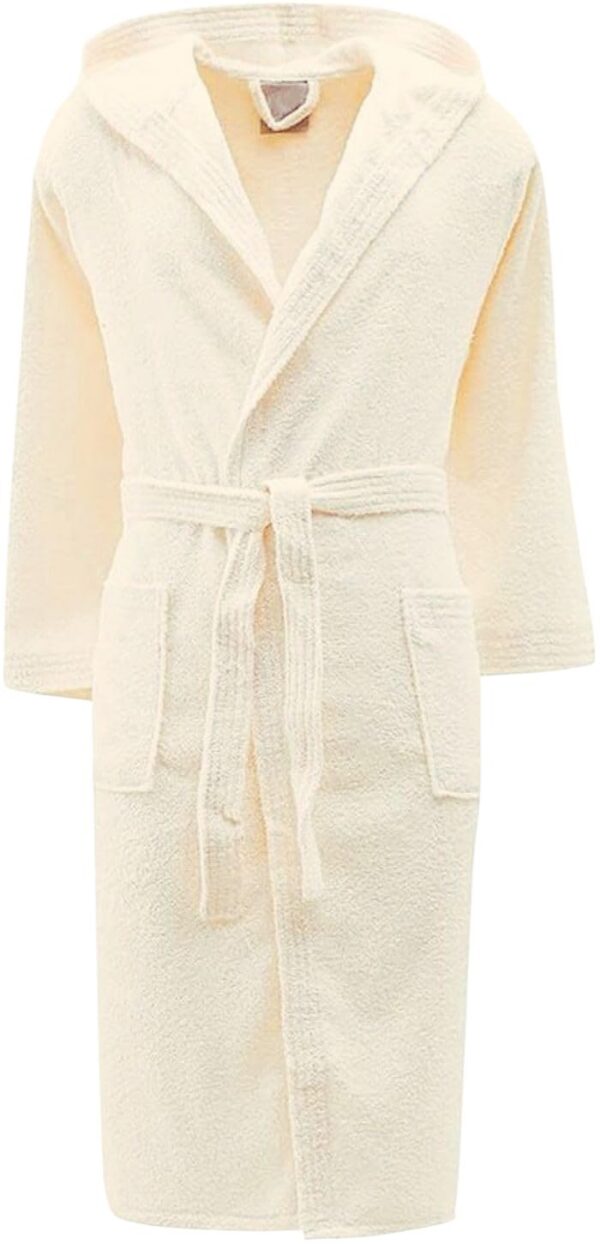 Accappatoio Uomo e Donna in Spugna con Cappuccio 100% Cotone Morbido, Resistente, Lavabile in Lavatrice, Stirabile,