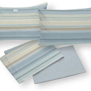 Completo Letto Lenzuola e Federe Fantasia Rigata Scia 100% Cotone