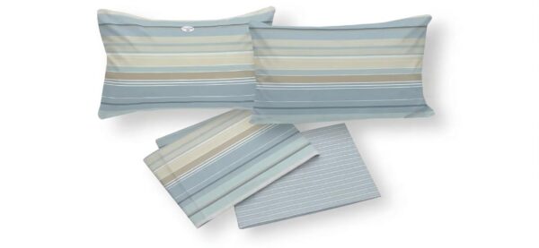 Completo Letto Lenzuola e Federe Fantasia Rigata Scia 100% Cotone