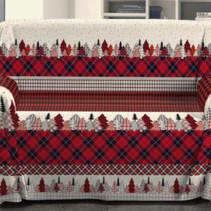 Copritutto Arredatutto Telo arredo Copridivano Copriletto Abeti Renne Letto Divano 100% Puro Cotone Misure Maxi
