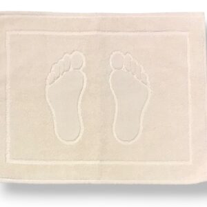 Tappeto Bagno Scendi Doccia Spugna Foot Impronte 0P Cotone Bianco Panna Tortora