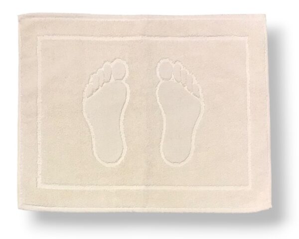 Tappeto Bagno Scendi Doccia Spugna Foot Impronte 0P Cotone Bianco Panna Tortora