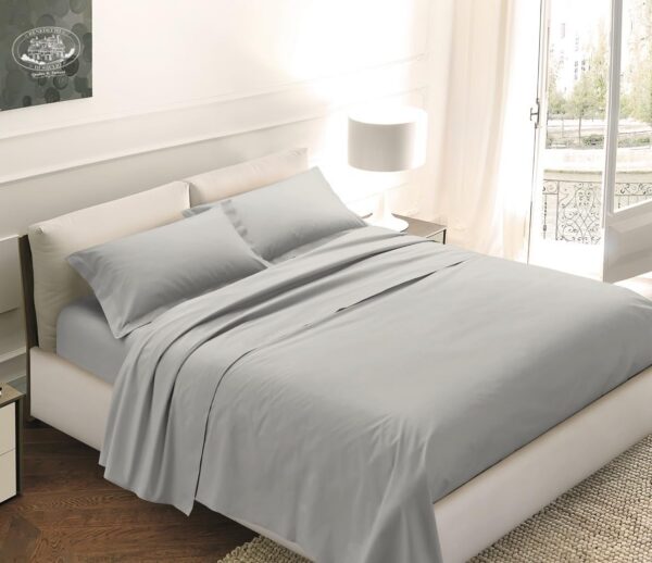 Set Lenzuola Letto Singolo Cotone Percalle e Federa Cuscino Letto 3 Volani, Parure Lenzuola Cotone Certificato Oeko