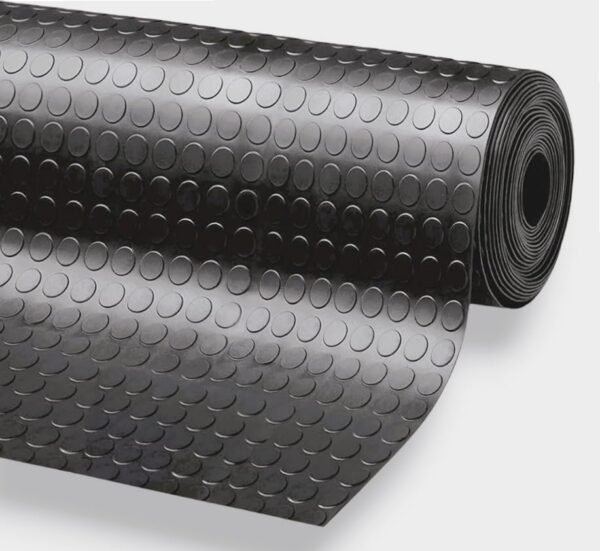 Tappeto Copri Pavimento Gommato 100% PVC Bollato Metro Lineare H 100 Nero Grigio