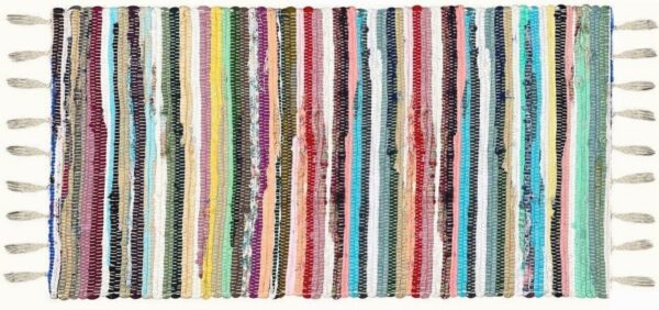 Tappeto Stuoia Passatoia Multiuso Pezzotto Chindi Indiano Boho Chic Cotone