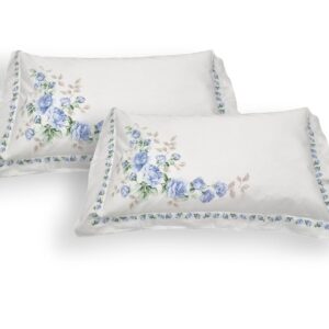 Coppie Federe Guanciali Simpatiche 50x80 100% Cotone Fiori Cloe AT