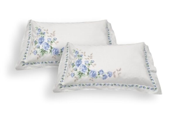 Coppie Federe Guanciali Simpatiche 50x80 100% Cotone Fiori Cloe AT