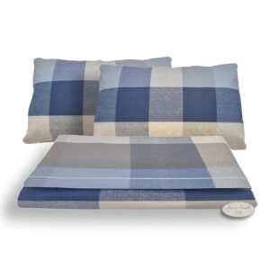 Completo Letto Set Lenzuola Federe Fantasia Scotland Beige Azzurro 100% Cotone