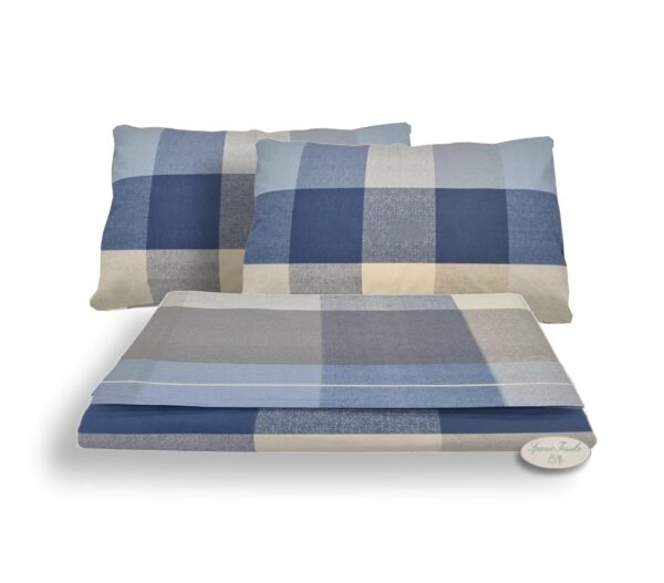 Completo Lenzuola in Flanella o Federe 100% Caldo Cotone Scotland Azzurro o Beige