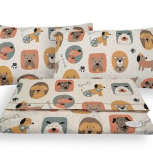 Completo Lenzuola in Flanella 100% Caldo Cotone Felpato Cani Dogs