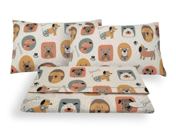 Completo Lenzuola in Flanella 100% Caldo Cotone Felpato Cani Dogs