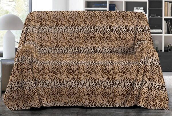 Copritutto Arredatutto Telo arredo Copridivano Copriletto Leopardato Maculato Letto Divano 100% Puro Cotone Misure