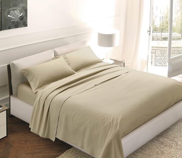 Set Lenzuola una Piazza e Mezza Cotone Percalle e Federa Cuscino Letto 3 Volani, Parure Lenzuola Cotone Oeko