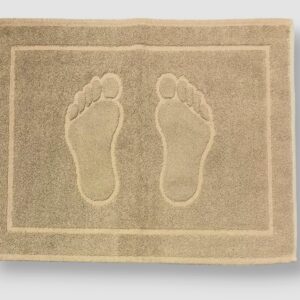 Tappeto Bagno Scendi Doccia Spugna Foot Impronte 0P Cotone Bianco Panna Tortora