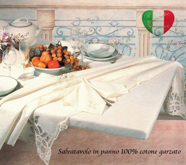 Mollettone Tavolo Rotondo con Elastico Perimetrale, Copritavolo Salvatavolo Sottotovaglia 100% Cotone Garzato Antiurto