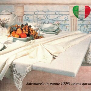 Mollettone Tavolo Rettangolare con Elastico Perimetrale, Copritavolo Salvatavolo Sottotovaglia 100% Cotone Garzato