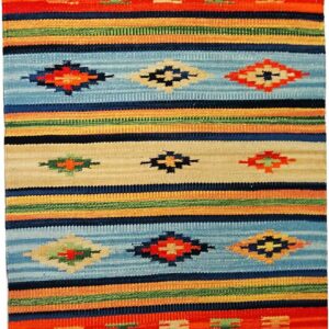 Tappeto Salotto, Cucina, Camera da Letto, Soggiorno, Ingresso Interno 100% Cotone Kilim, Stuoia Etnica Indiana Pelo