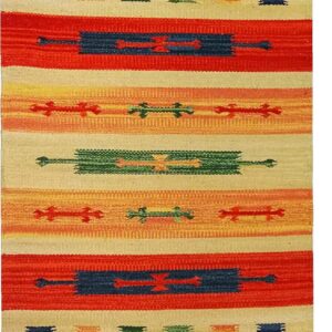 Tappeto Salotto, Cucina, Camera da Letto, Soggiorno, Ingresso Interno 100% Cotone Kilim, Stuoia Etnica Indiana Pelo