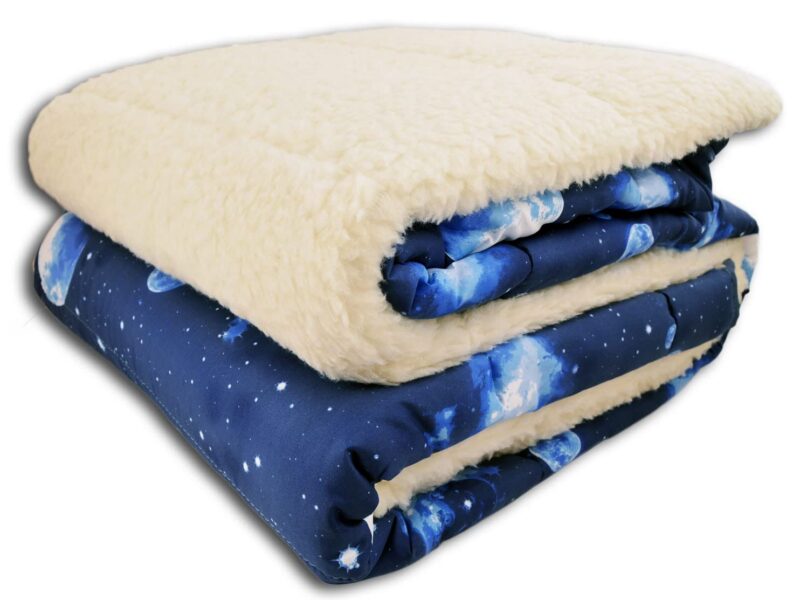 Trapunta Invernale Matrimoniale Microfibra e Pelliccetta Luna Moon Blu Caldissima im
