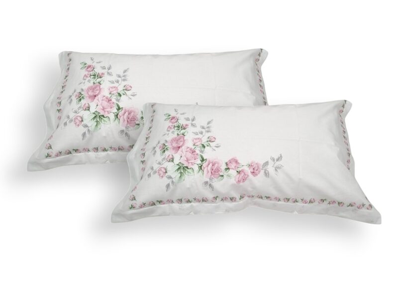Coppie Federe Guanciali Simpatiche 50x80 100% Cotone Fiori Cloe AT